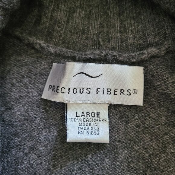 Precious Fibers 100% Cashmere Gray Long Shawl Collar Cardigan Sweater L Coatigan - Picture 4 of 8